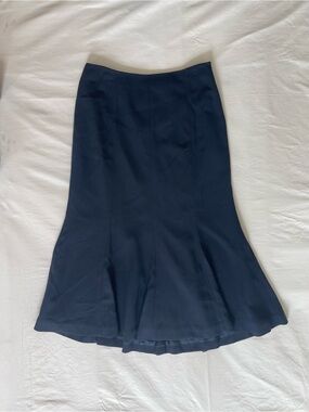 Nygard Collection Navy Blue Mermaid Midi Skirt Paneled‎ Crepe Size 12 32187323